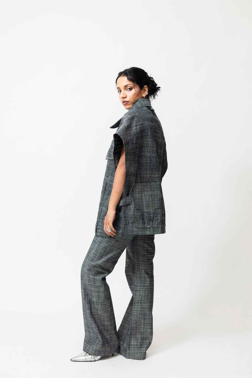 High-Waisted Straight Fit Denim Pants | Grey