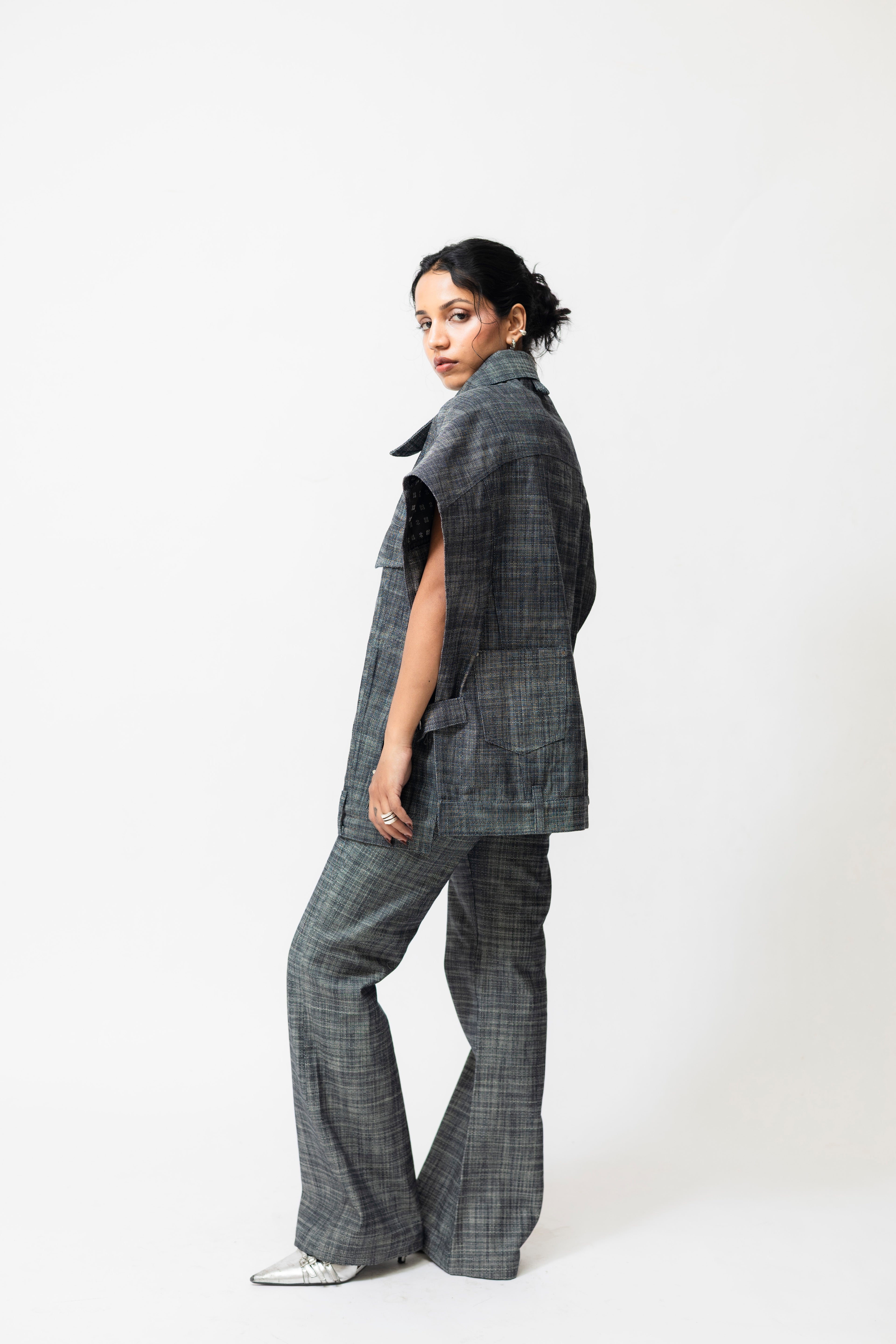 High-Waisted Straight Fit Denim Pants | Grey