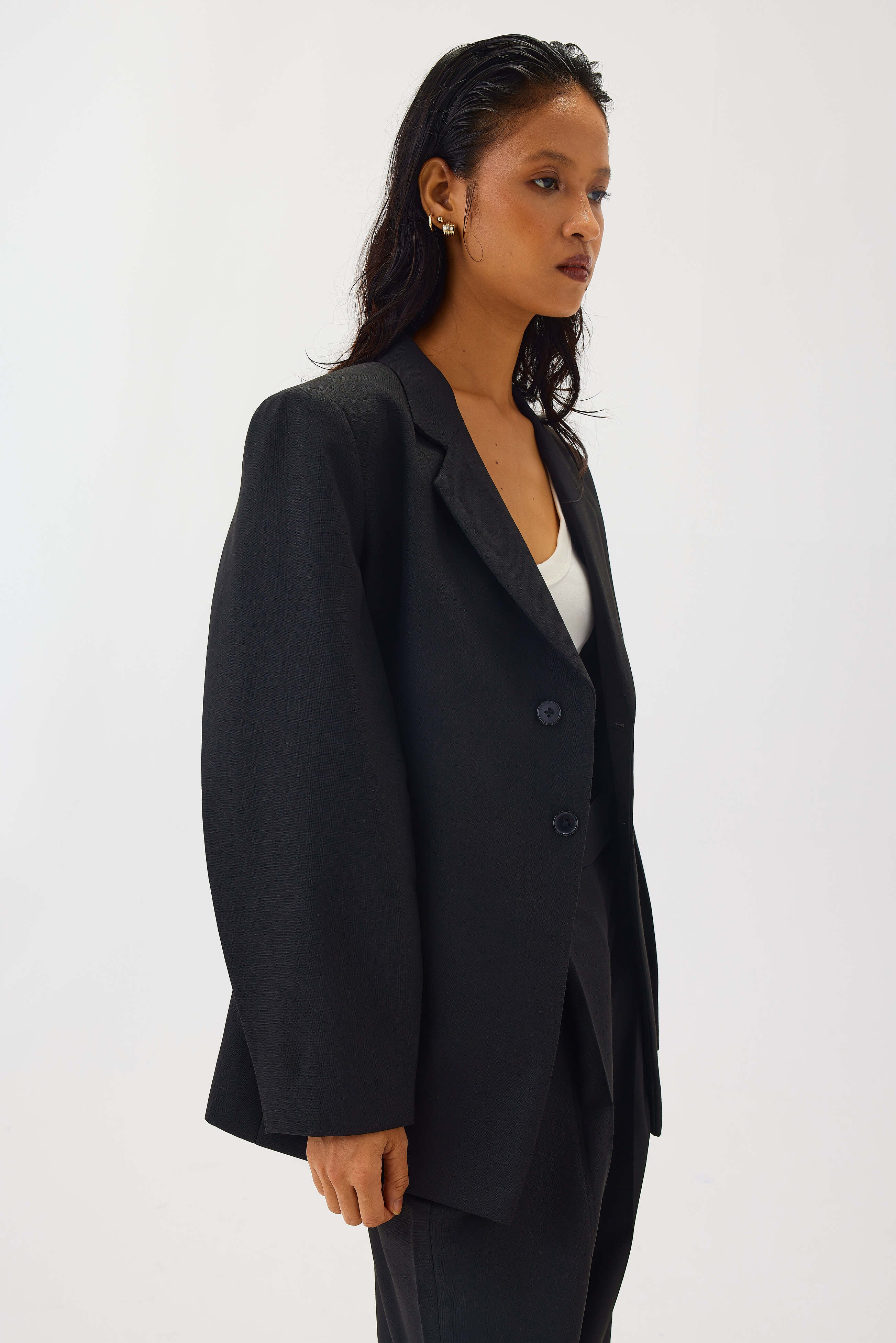 Tailored Blazer with Back Cinching Detail | Black