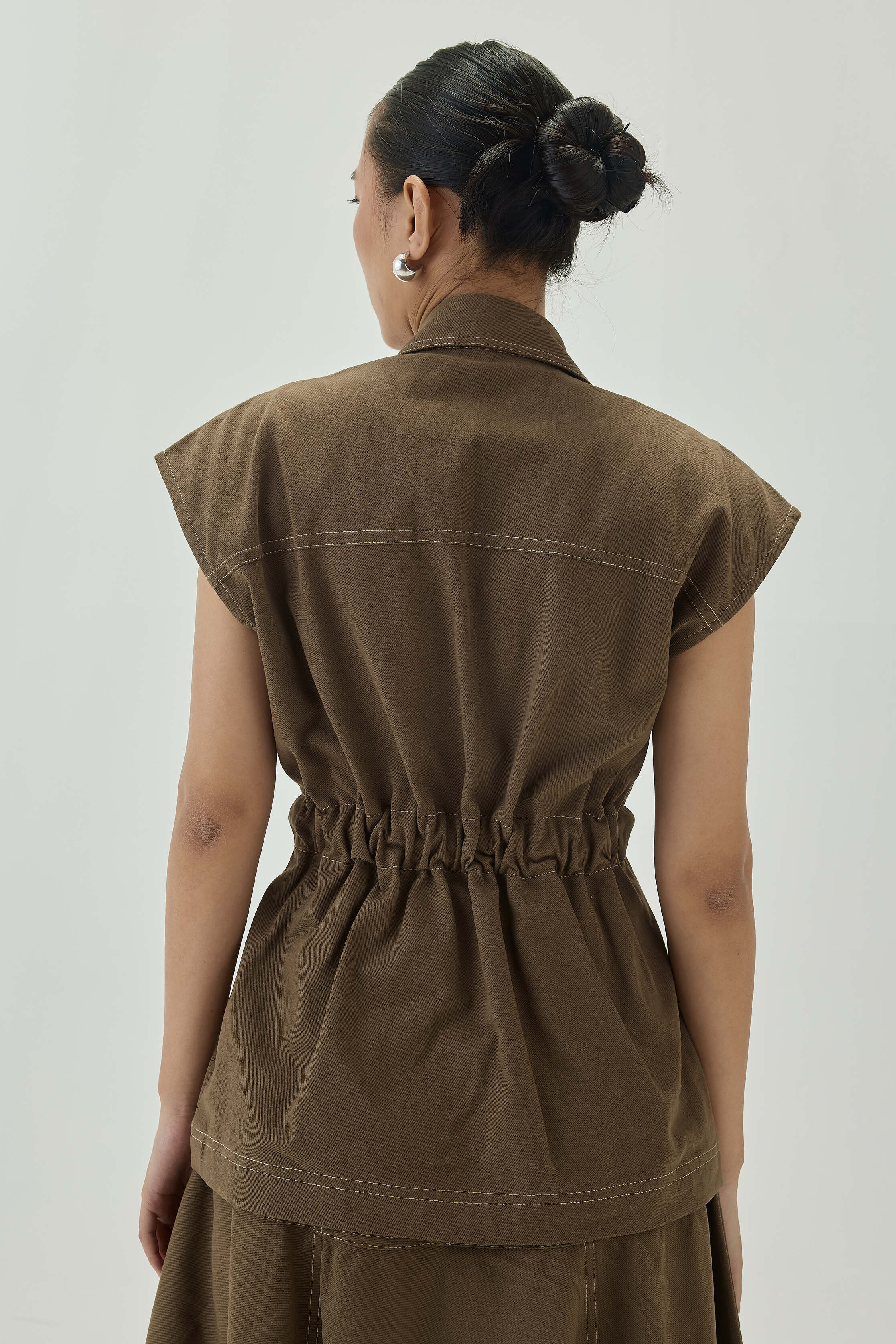 Shacket with Belt and Top Stitch Detail | Olive Green