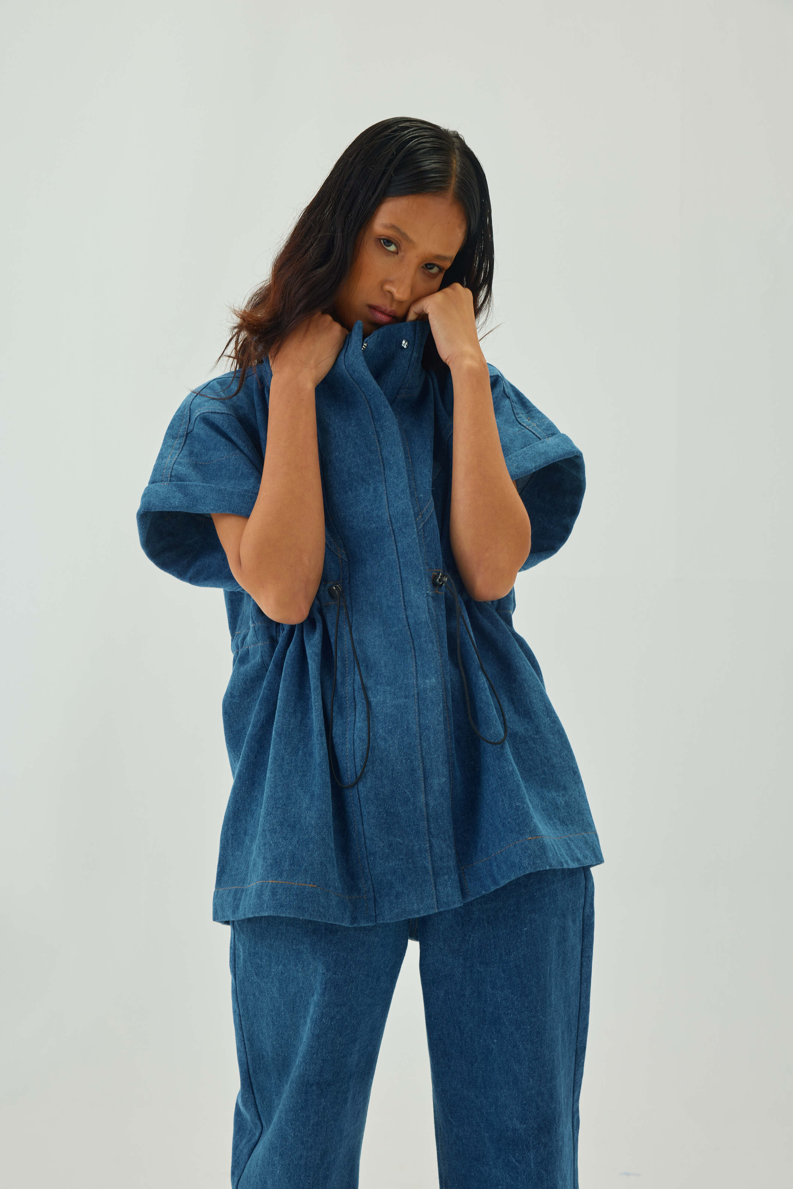 Oversized Sleeveless Denim Jacket | Blue