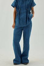 Denim Full Length Flare High Waist Pants | Blue