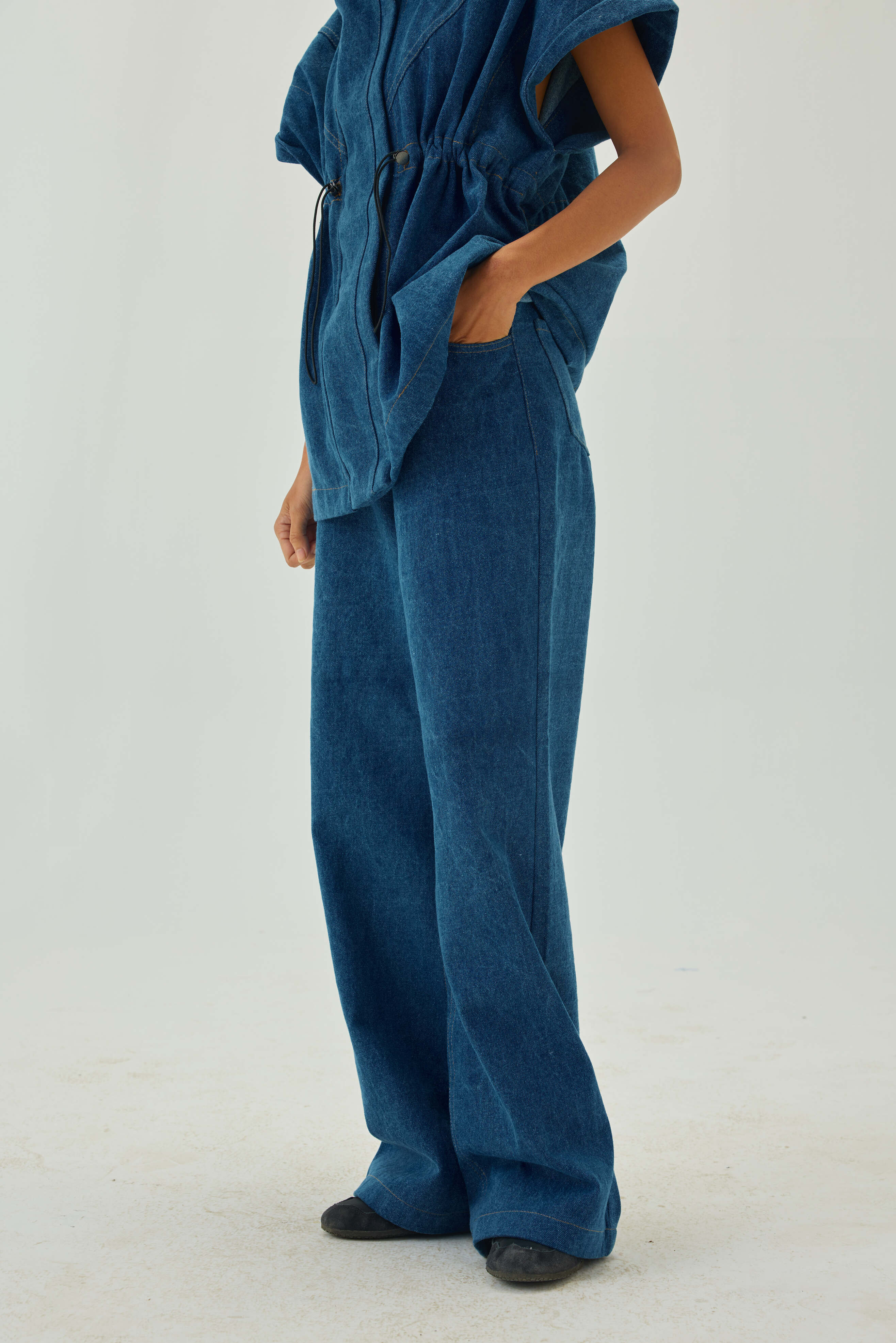 Denim Full Length Flare High Waist Pants | Blue