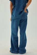Denim Full Length Flare High Waist Pants | Blue