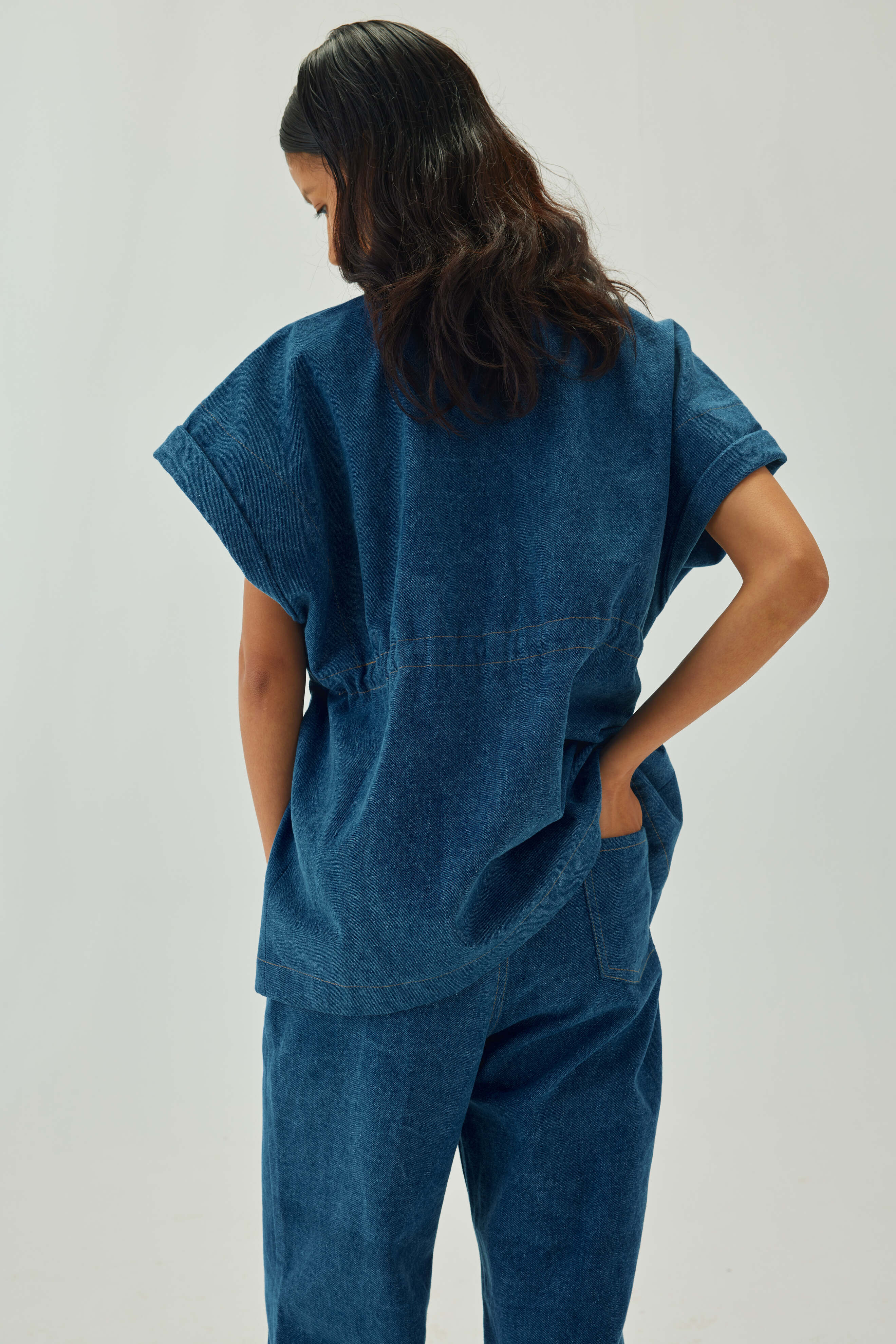 Oversized Sleeveless Denim Jacket | Blue