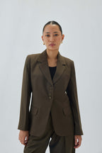 Tailored Four Button Blazer | Olive Green