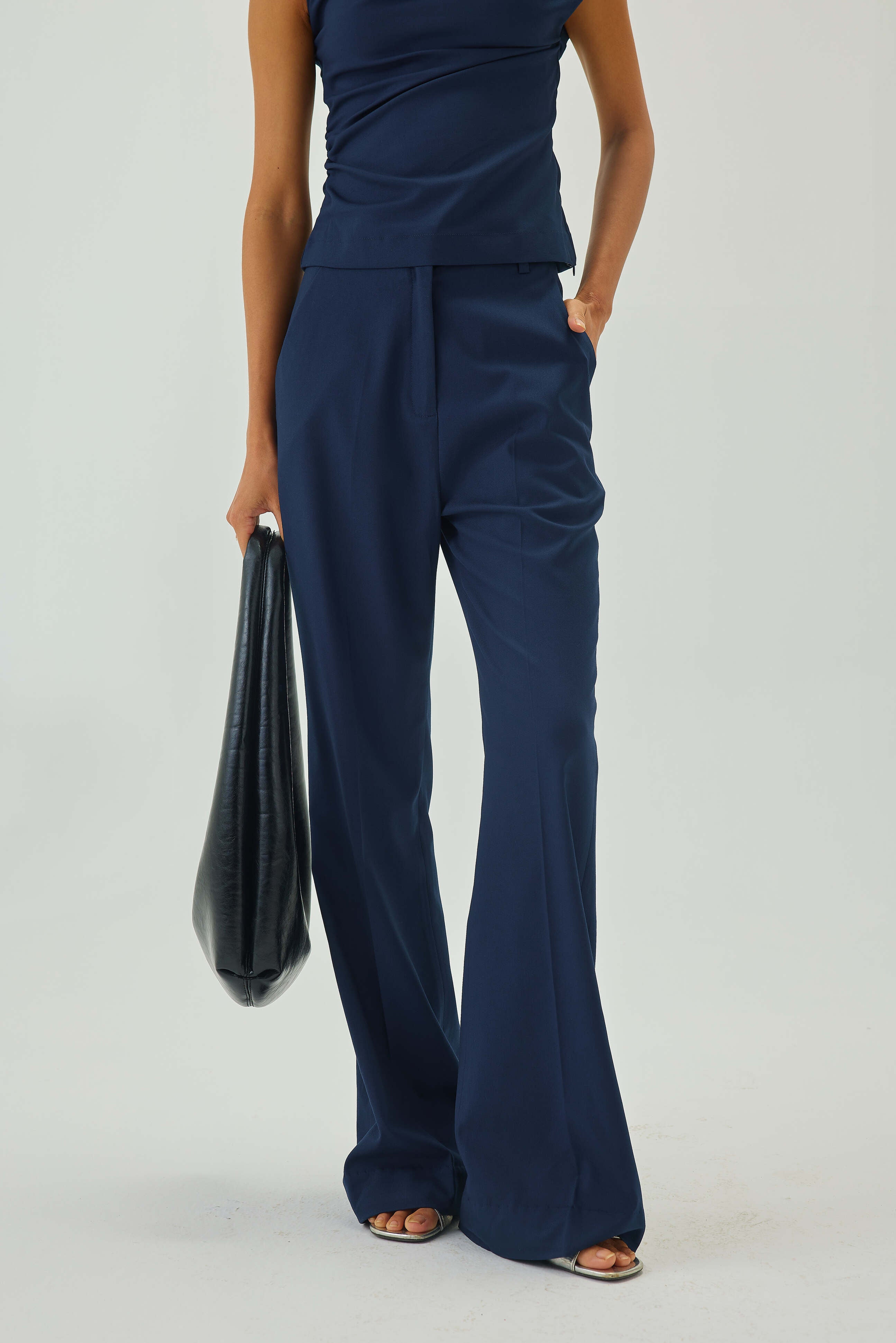 High Waist Flared Pants | Blue