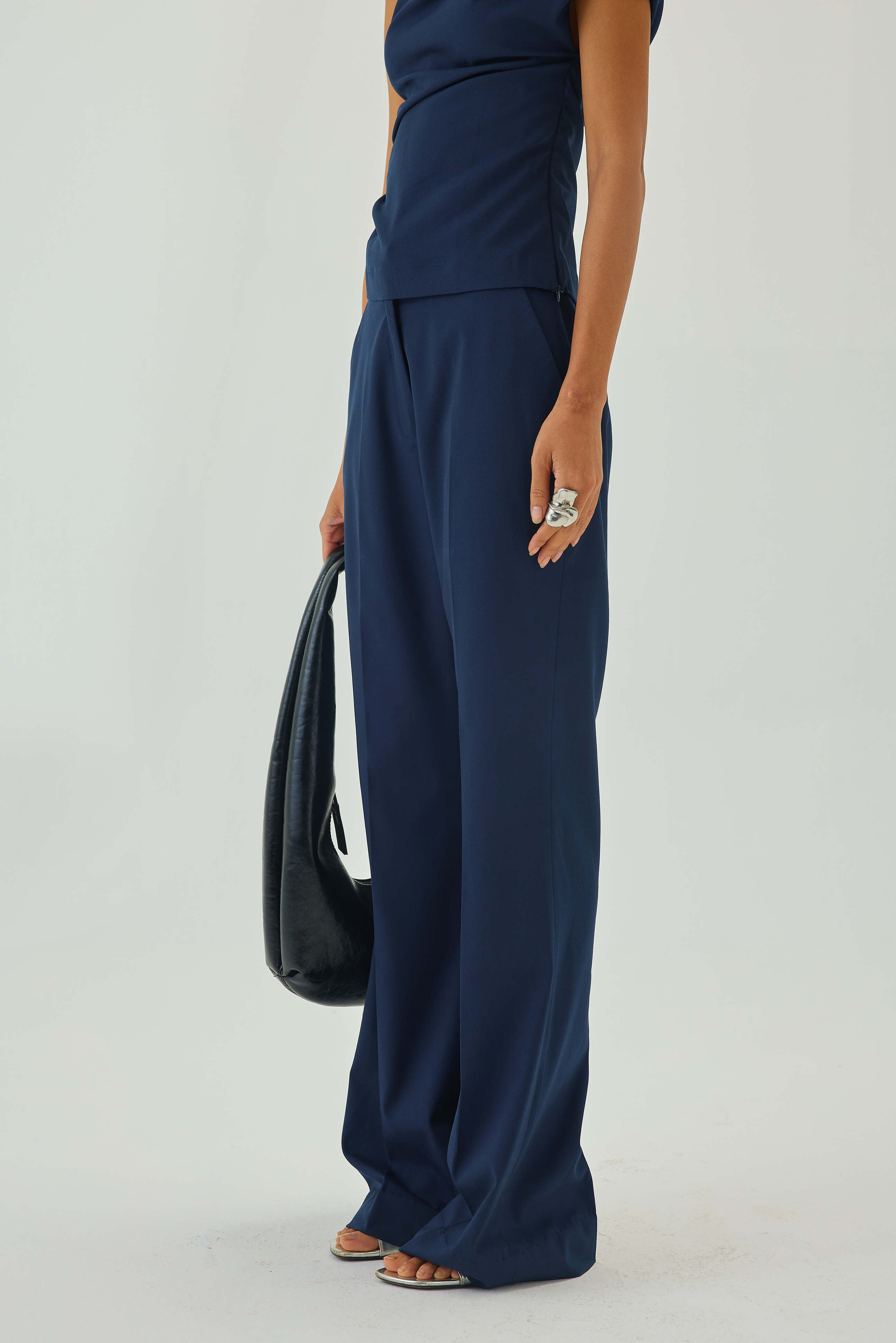 High Waist Flared Pants | Blue