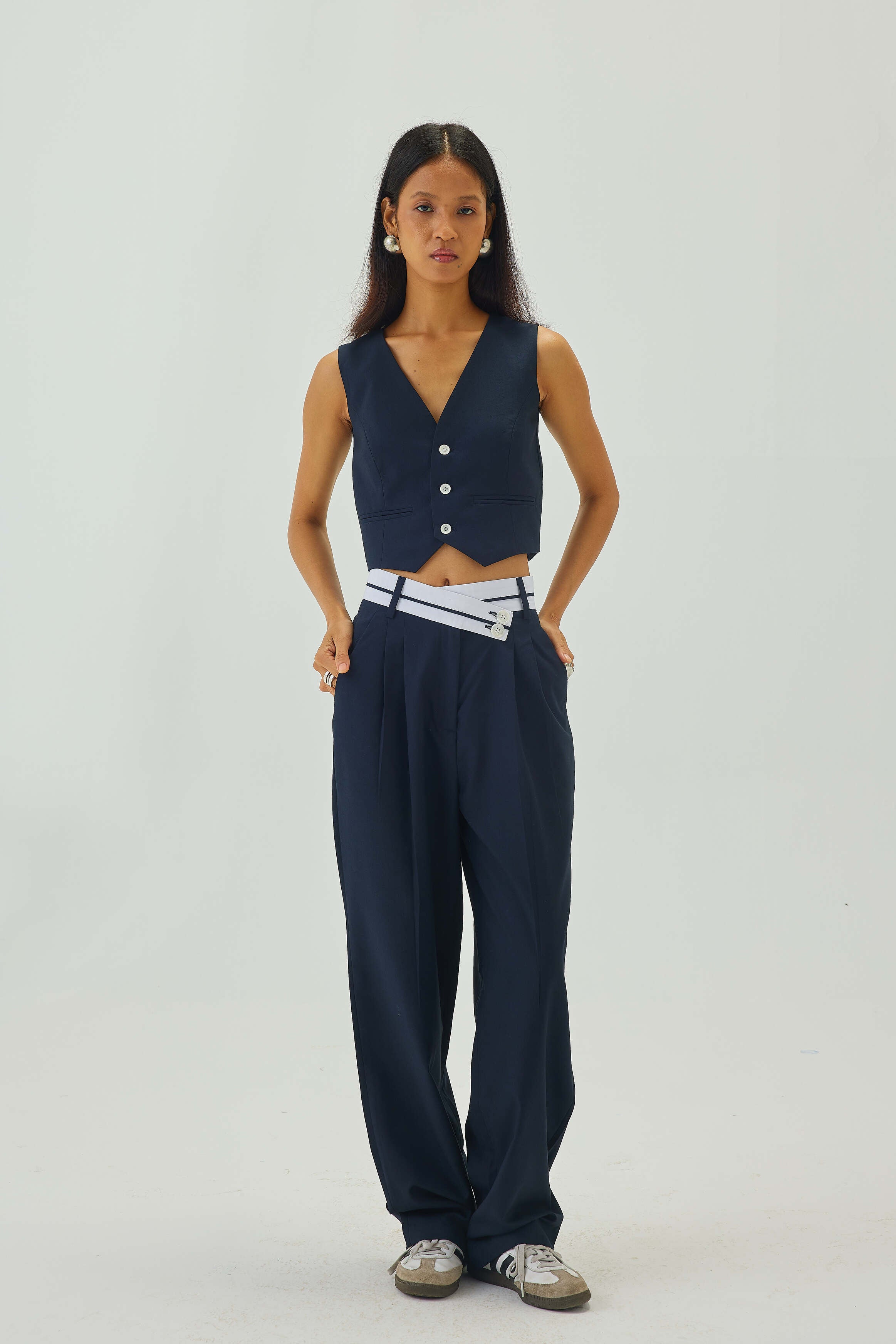 V-Neck Cropped Waistcoat | Navy Blue – Shop Staple V-Neck Cropped Waistcoat | Navy Blue – Shop Staple