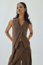 Tailored Double Lapelled Waistcoat | Brown
