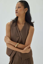 Tailored Double Lapelled Waistcoat | Brown