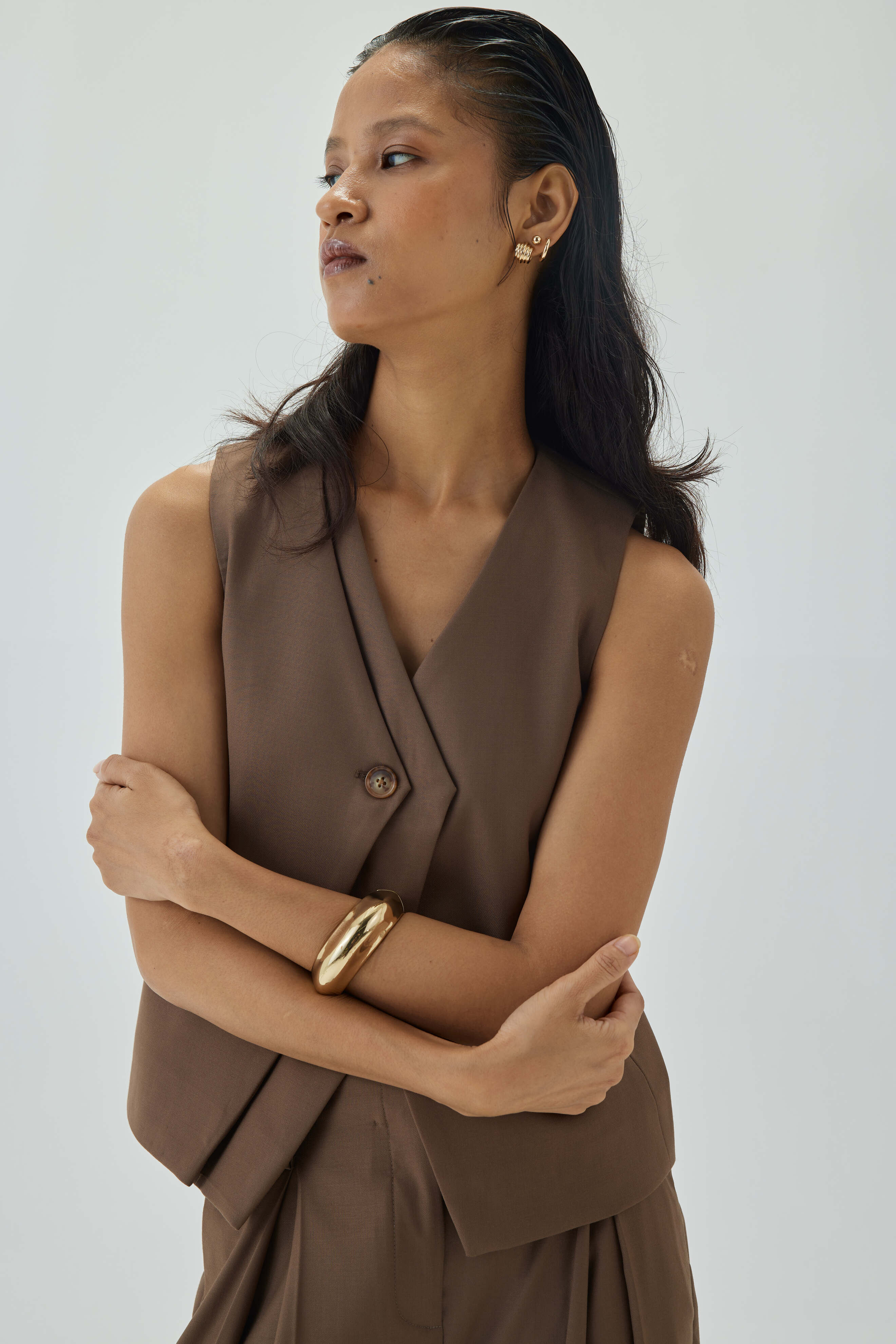Tailored Double Lapelled Waistcoat | Brown