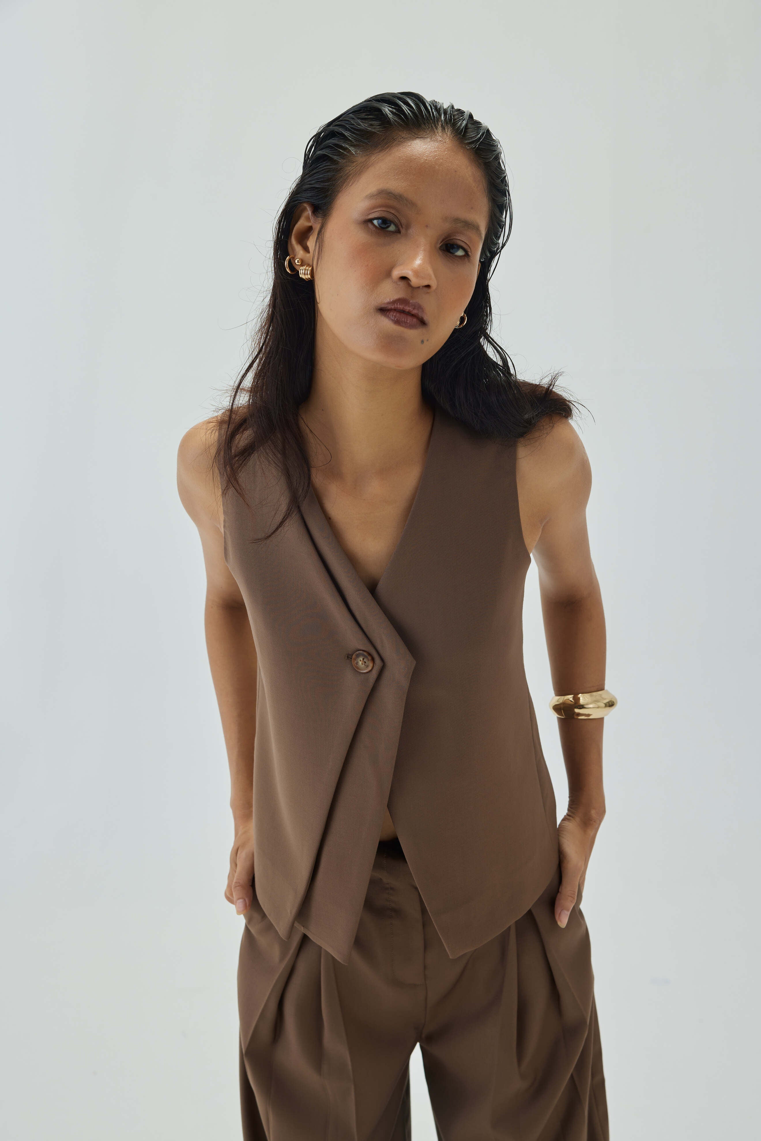 Tailored Double Lapelled Waistcoat | Brown