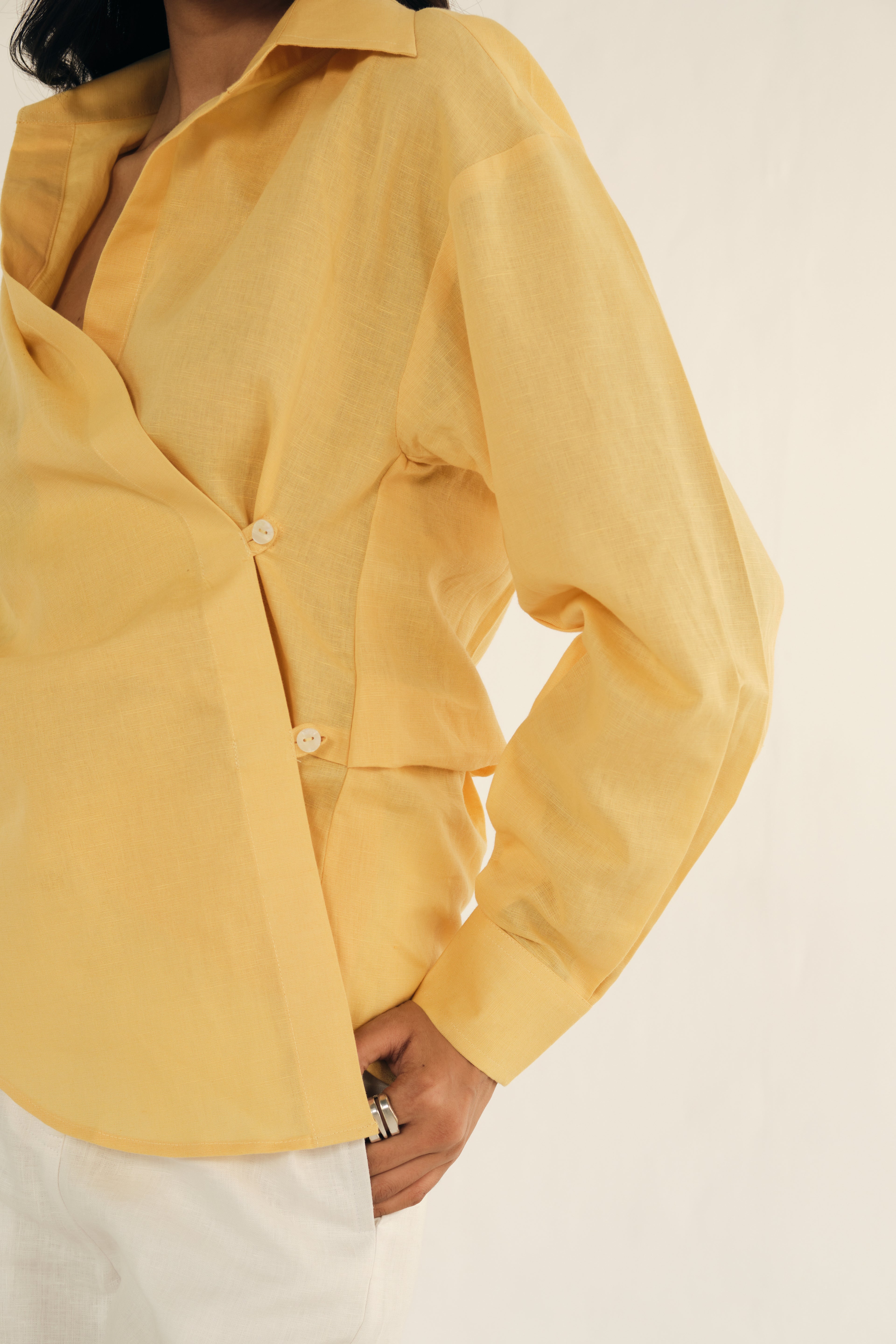100% Linen Shirt | Yellow