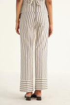 Linen Striped Pants | Beige & Blue