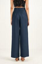 100% Linen Navy Blue Straight Fit Pants