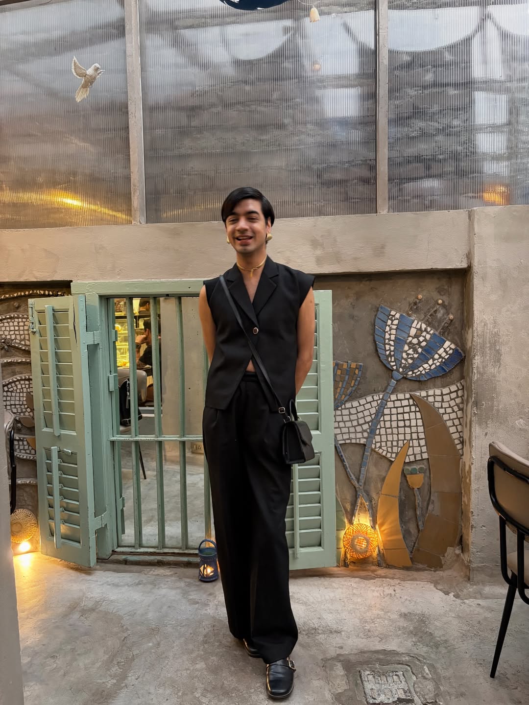 Cap Sleeve Waistcoat | Black