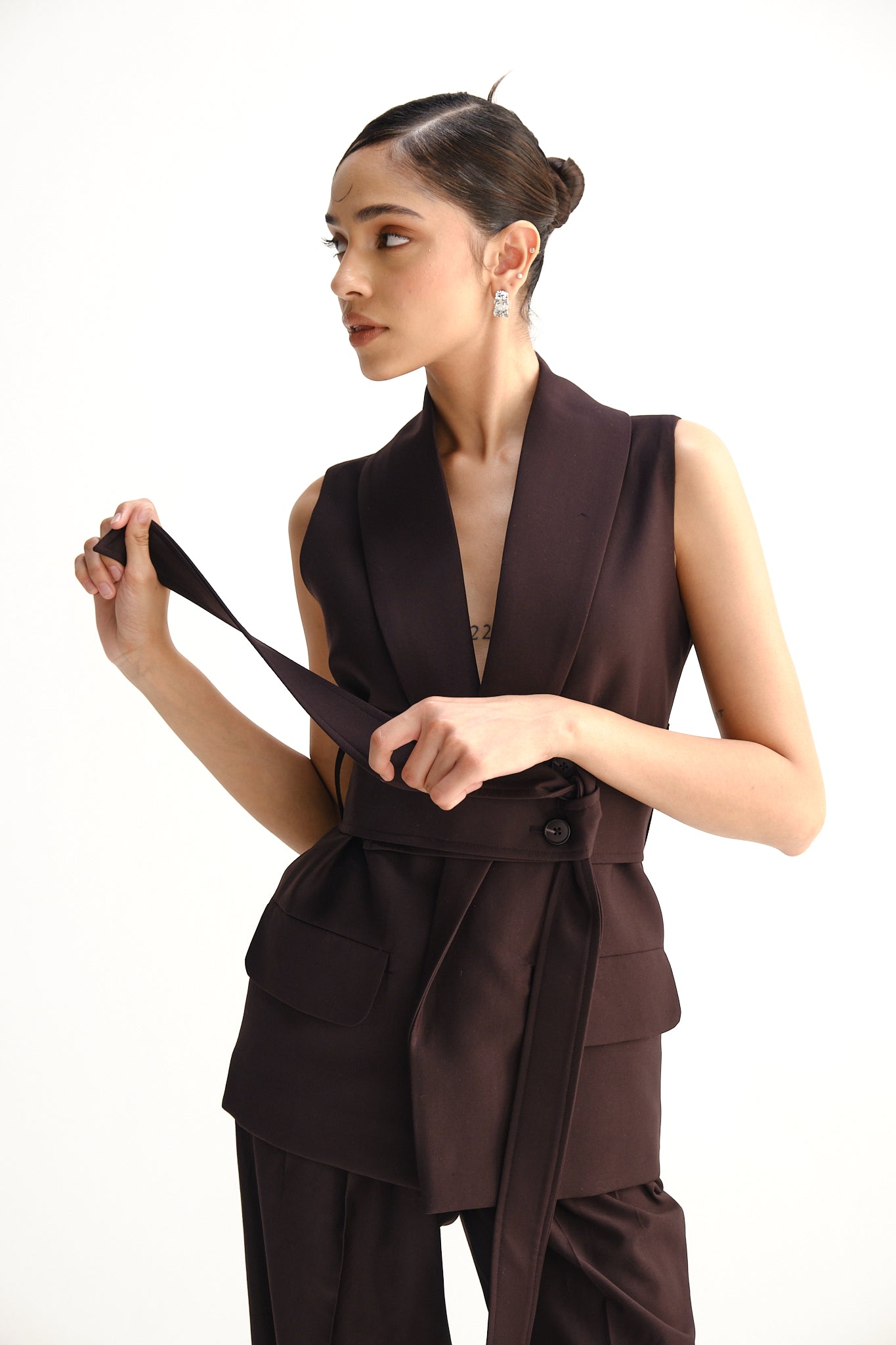 Cinched Waistcoat | Coca- Cola Brown