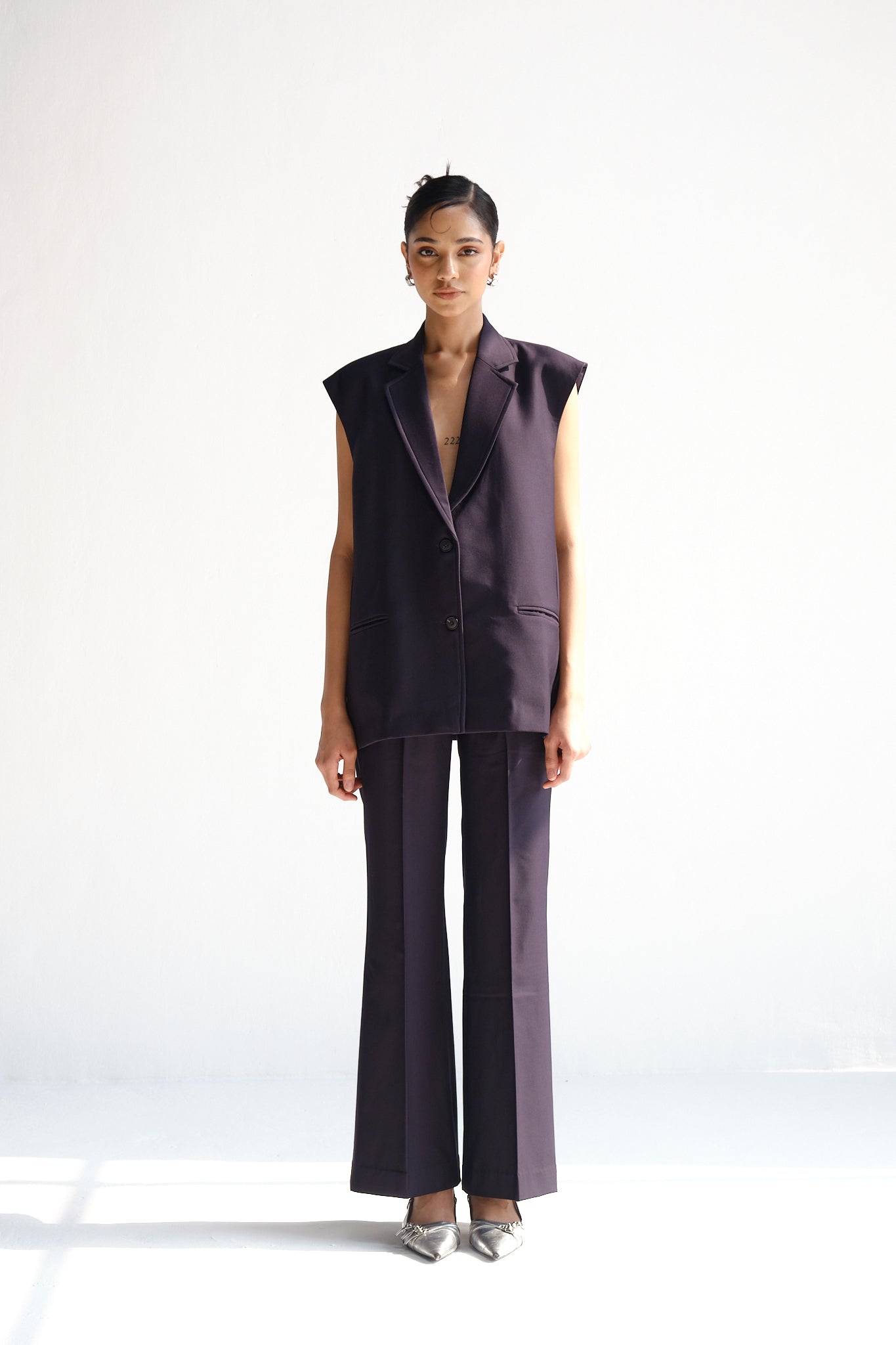 Mid Waist Blue Pants | Space Blue