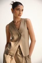 Layered Waistcoat | Sand Brown