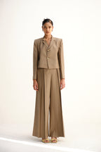 Crop Blazer | Sand Brown