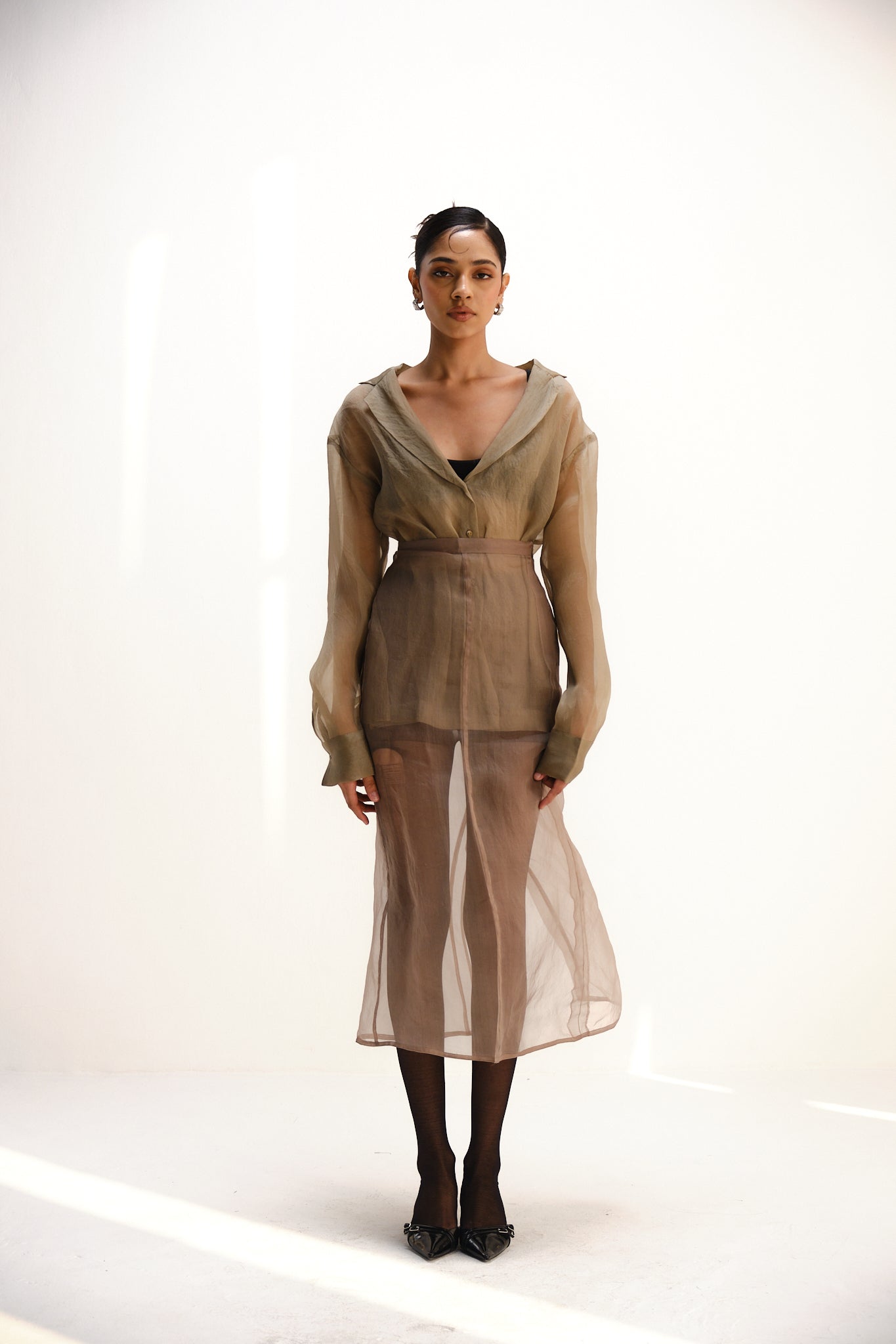 Sheer Organza Shirt | Beige