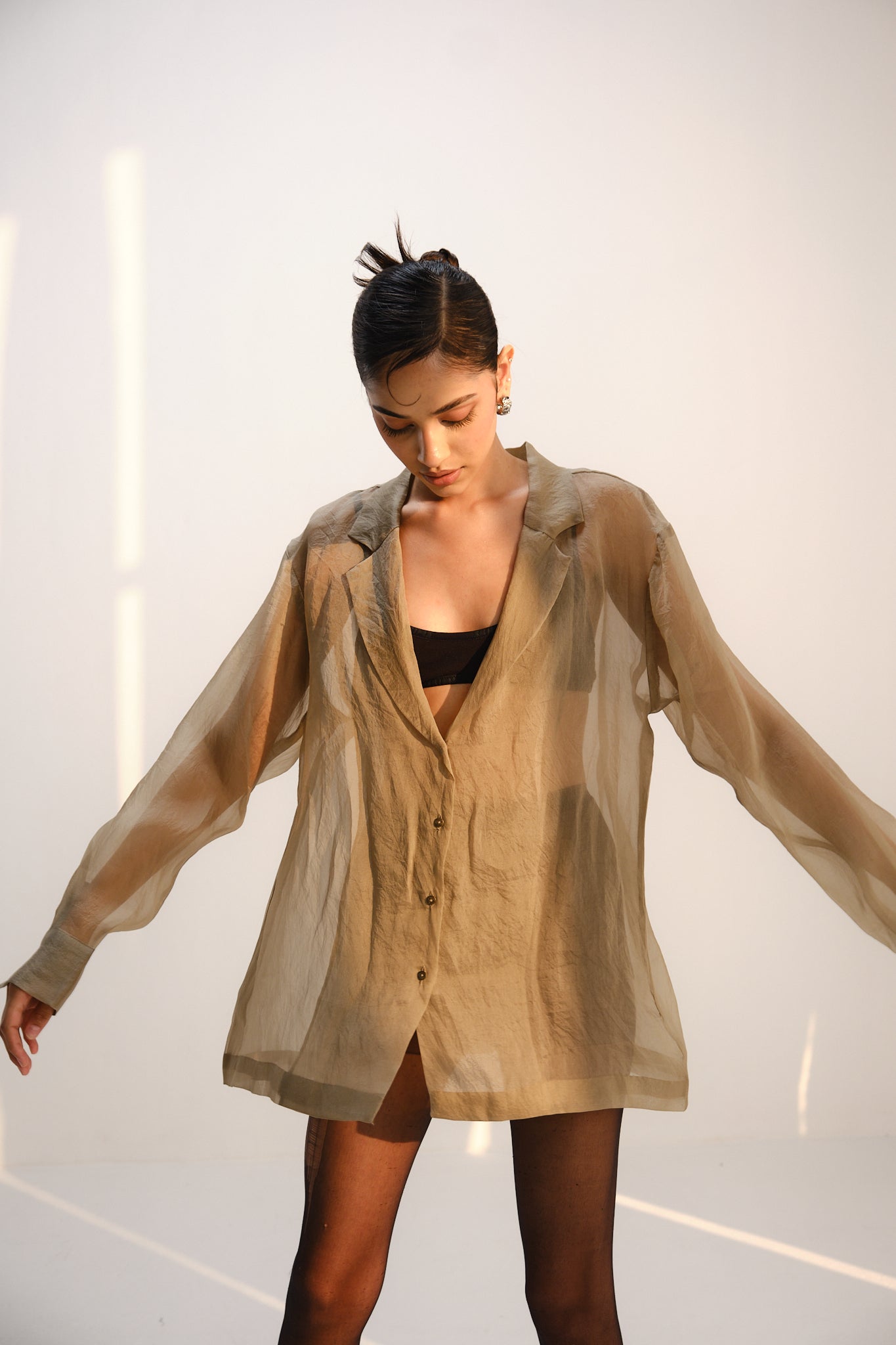 Sheer Organza Shirt | Beige