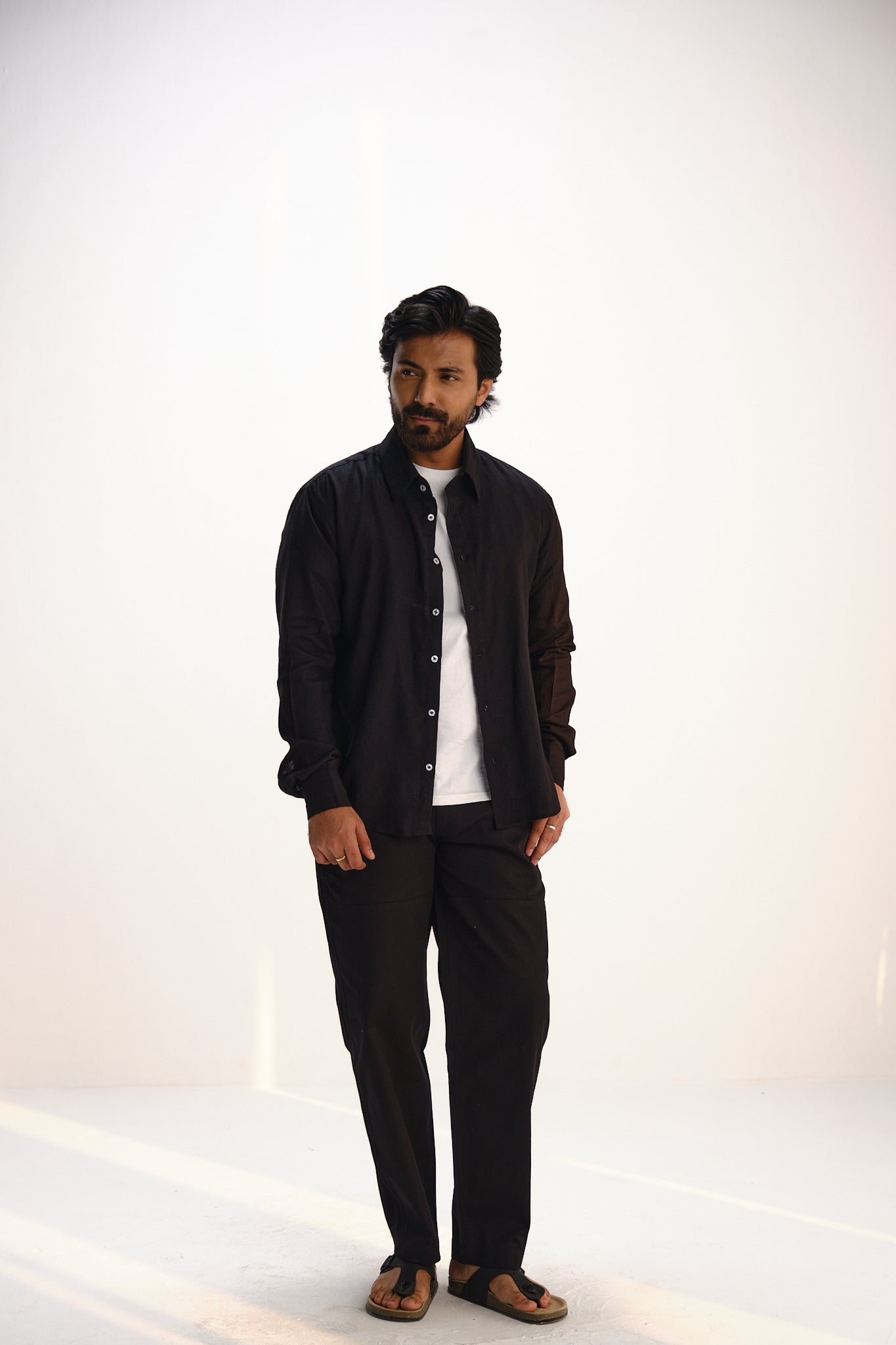 Black Straight Pants | Twill