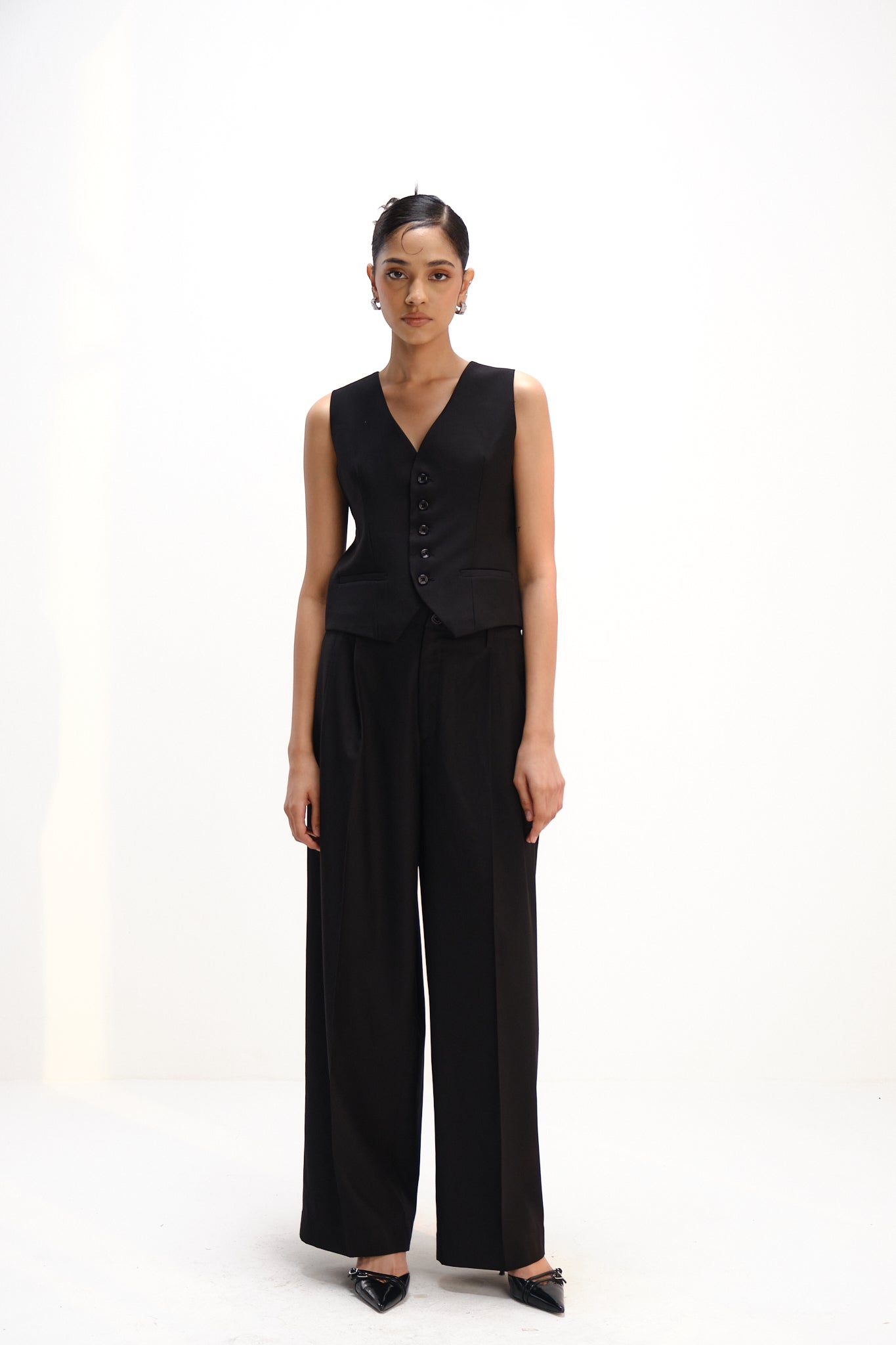 V Neck Waistcoat | Black