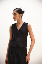 V Neck Waistcoat | Black