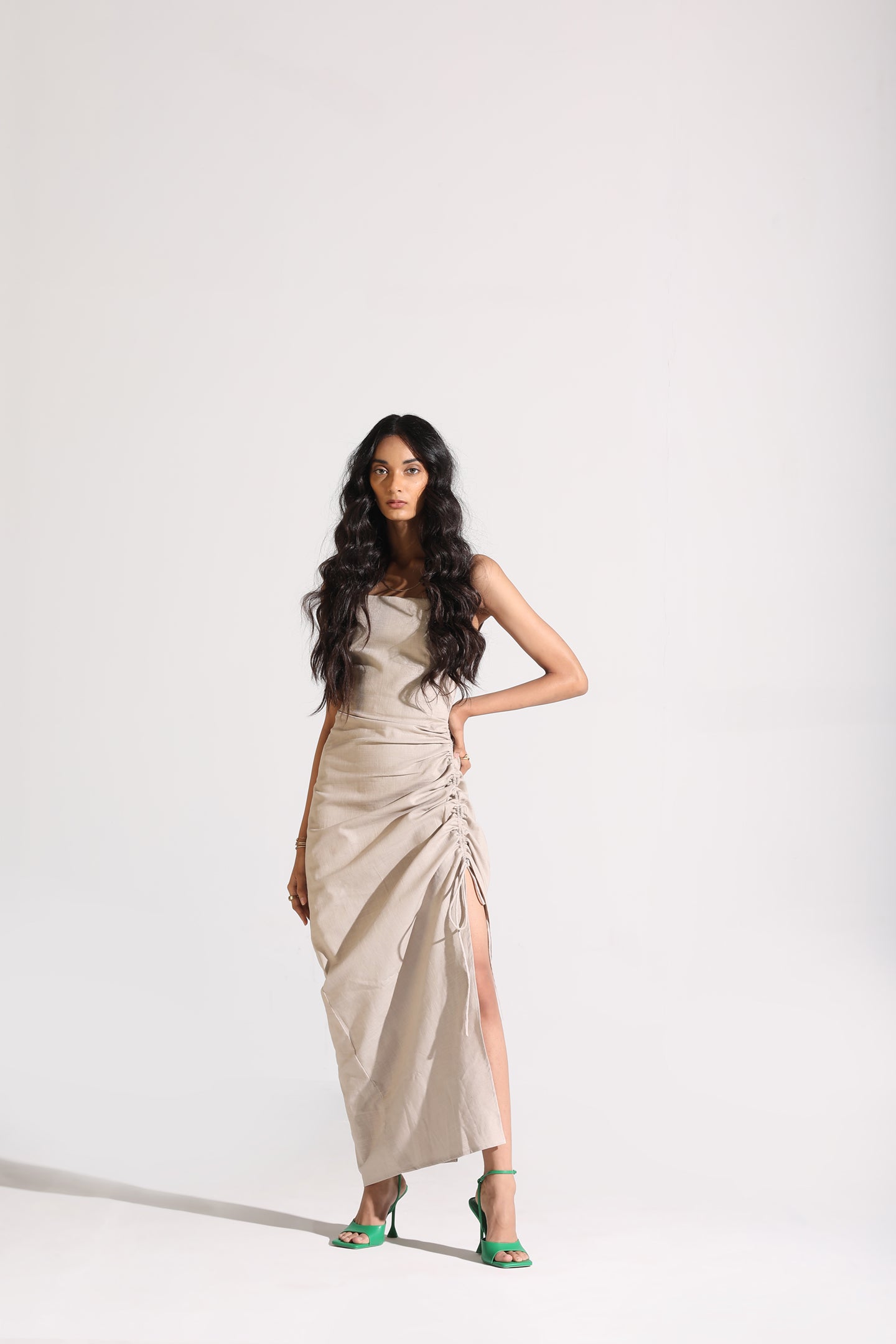 Adjustable Slit Dress | Beige