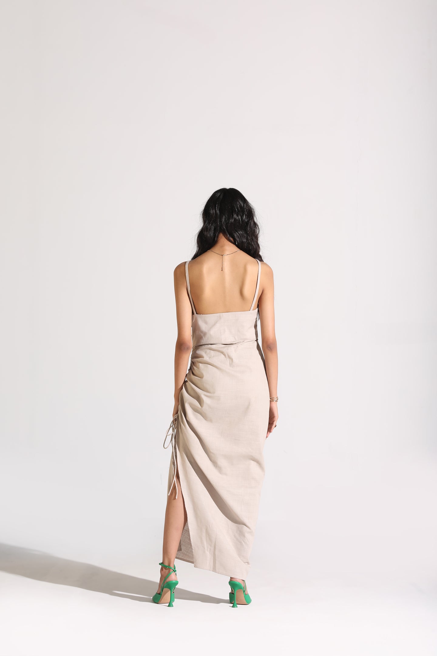 Adjustable Slit Dress | Beige