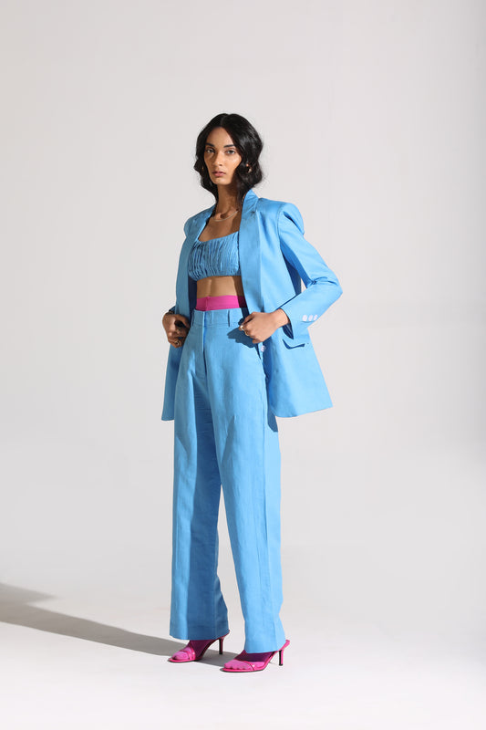 Linen Blazer | Blue