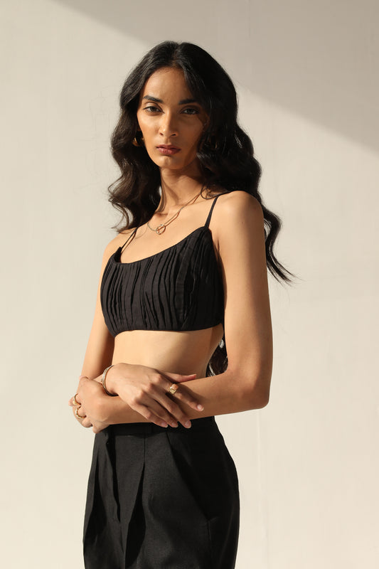 Pleated Bralette | Black