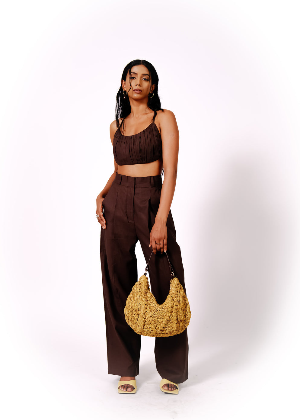 Straight Pants | Brown Linen