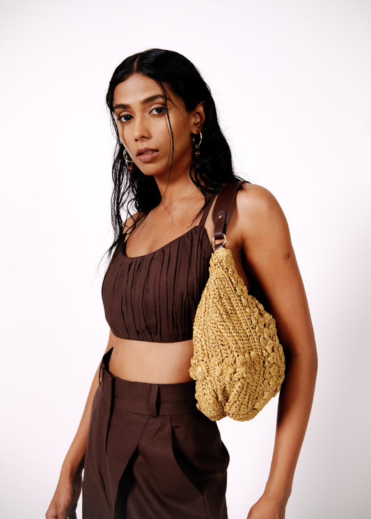 Pleated Bralette| Brown